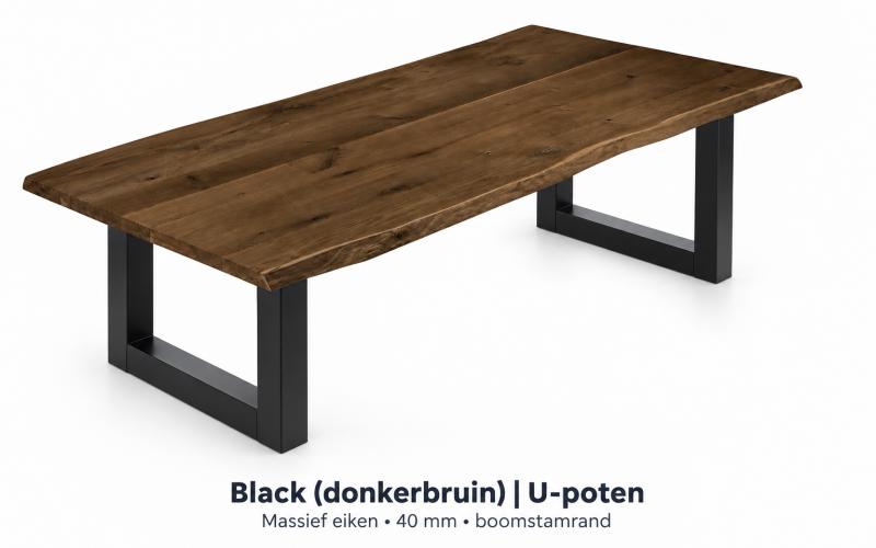 Eiken boomstamtafel Black (donkerbruin) &ndash; op maat